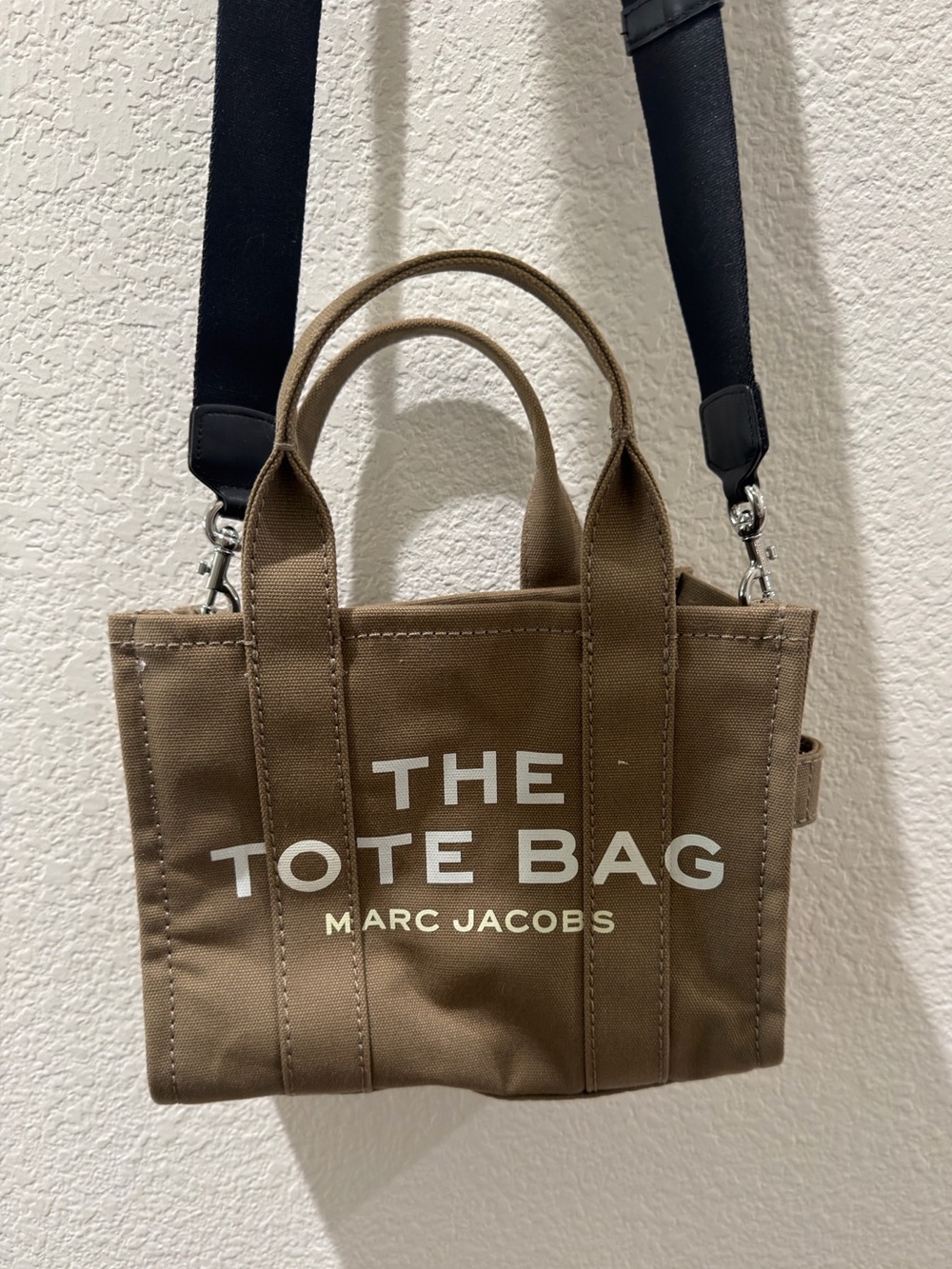 Marc Jacobs The Tote Bag Mini Canvas Tote in Tan with Black Strap